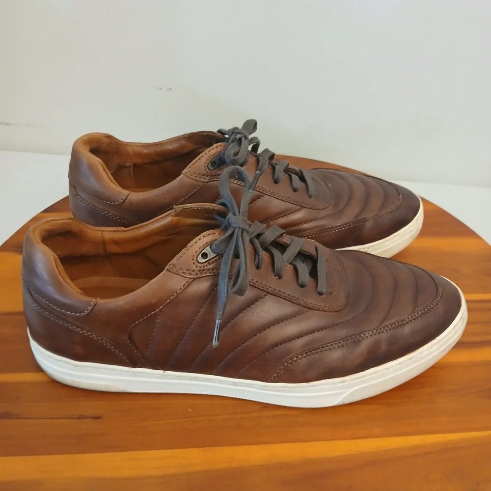 Johnston & Murphy‎ Oxford Sneakers Mens 10M Brown Leather Quilted 25-2662